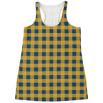 Blue And Yellow Buffalo Check Print Women's Racerback Tank Top