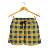 Blue And Yellow Buffalo Check Print Women's Shorts