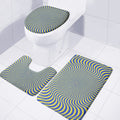 Blue And Yellow Illusory Motion Print 3 Piece Bath Mat Set