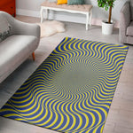 Blue And Yellow Illusory Motion Print Area Rug