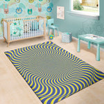 Blue And Yellow Illusory Motion Print Area Rug