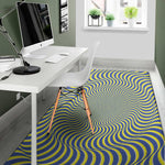 Blue And Yellow Illusory Motion Print Area Rug