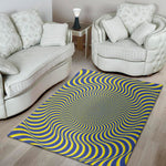 Blue And Yellow Illusory Motion Print Area Rug