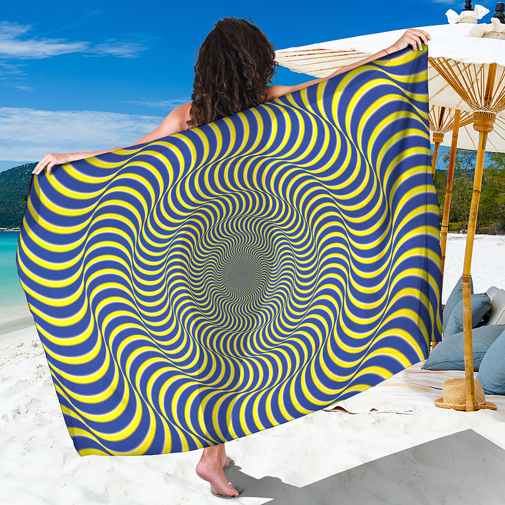 Blue And Yellow Illusory Motion Print Beach Sarong Wrap