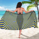 Blue And Yellow Illusory Motion Print Beach Sarong Wrap