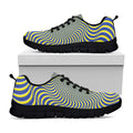 Blue And Yellow Illusory Motion Print Black Running Shoes
