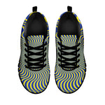 Blue And Yellow Illusory Motion Print Black Sneakers