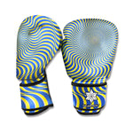 Blue And Yellow Illusory Motion Print Boxing Gloves