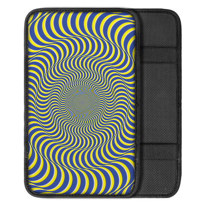 Blue And Yellow Illusory Motion Print Car Center Console Cover