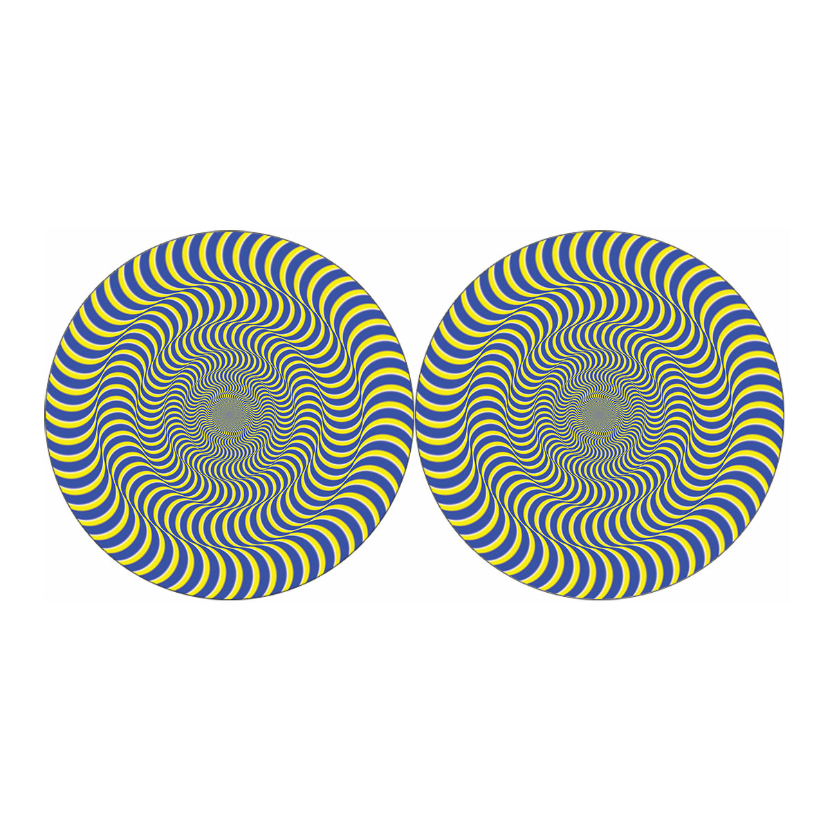 Blue And Yellow Illusory Motion Print Car Coasters
