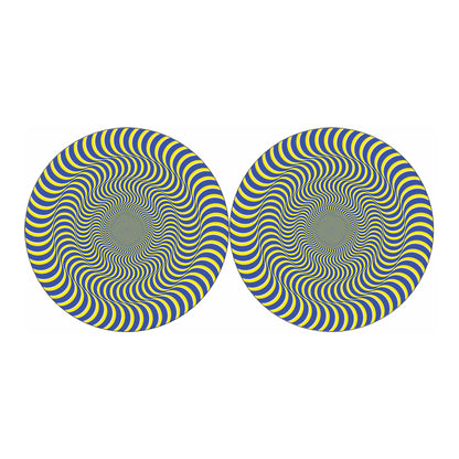 Blue And Yellow Illusory Motion Print Car Coasters