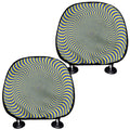 Blue And Yellow Illusory Motion Print Car Headrest Covers