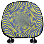 Blue And Yellow Illusory Motion Print Car Headrest Covers