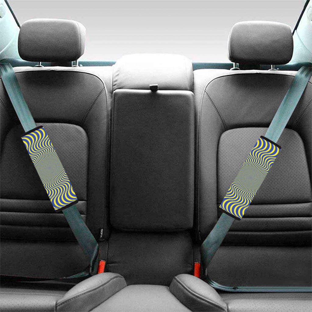 Blue And Yellow Illusory Motion Print Car Seat Belt Covers
