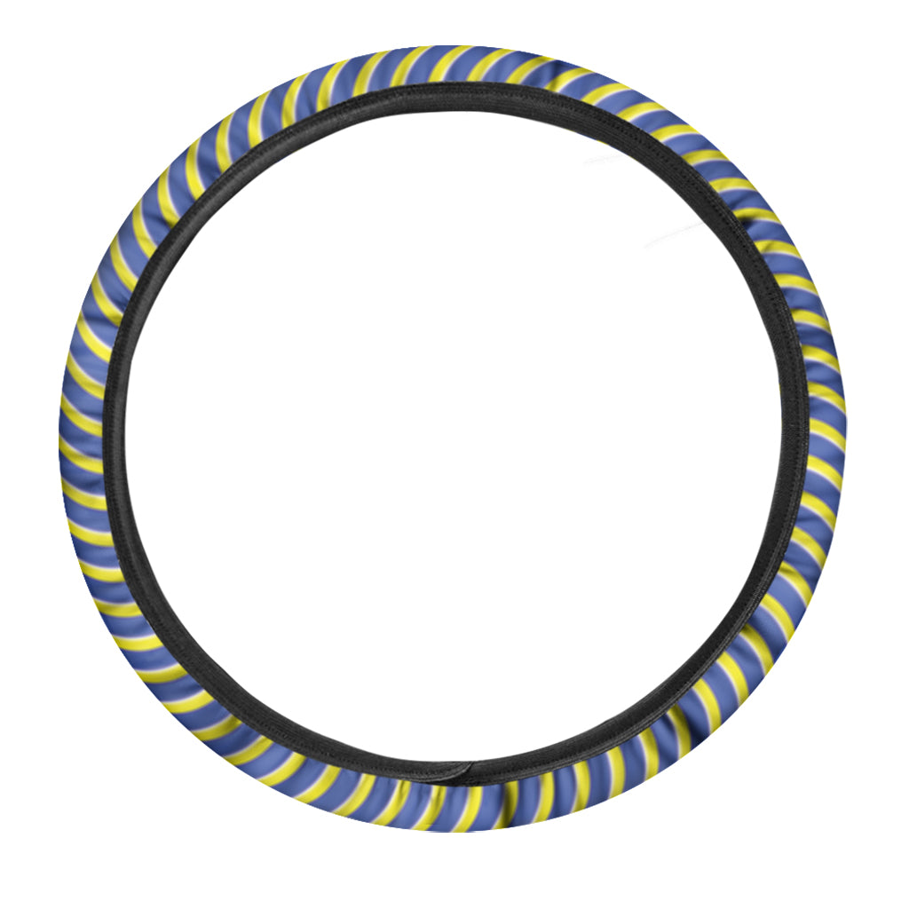 Blue And Yellow Illusory Motion Print Car Steering Wheel Cover