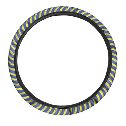 Blue And Yellow Illusory Motion Print Car Steering Wheel Cover