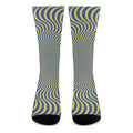 Blue And Yellow Illusory Motion Print Crew Socks