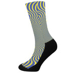 Blue And Yellow Illusory Motion Print Crew Socks
