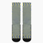 Blue And Yellow Illusory Motion Print Crew Socks