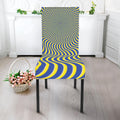 Blue And Yellow Illusory Motion Print Dining Chair Slipcover