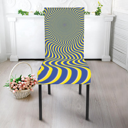 Blue And Yellow Illusory Motion Print Dining Chair Slipcover