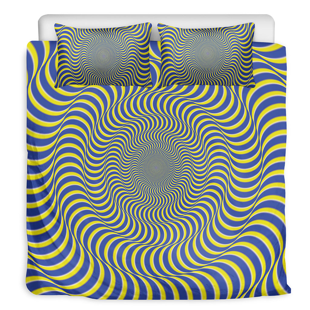 Blue And Yellow Illusory Motion Print Duvet Cover Bedding Set