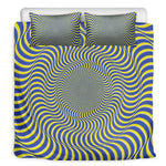Blue And Yellow Illusory Motion Print Duvet Cover Bedding Set