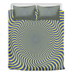 Blue And Yellow Illusory Motion Print Duvet Cover Bedding Set