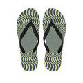Blue And Yellow Illusory Motion Print Flip Flops