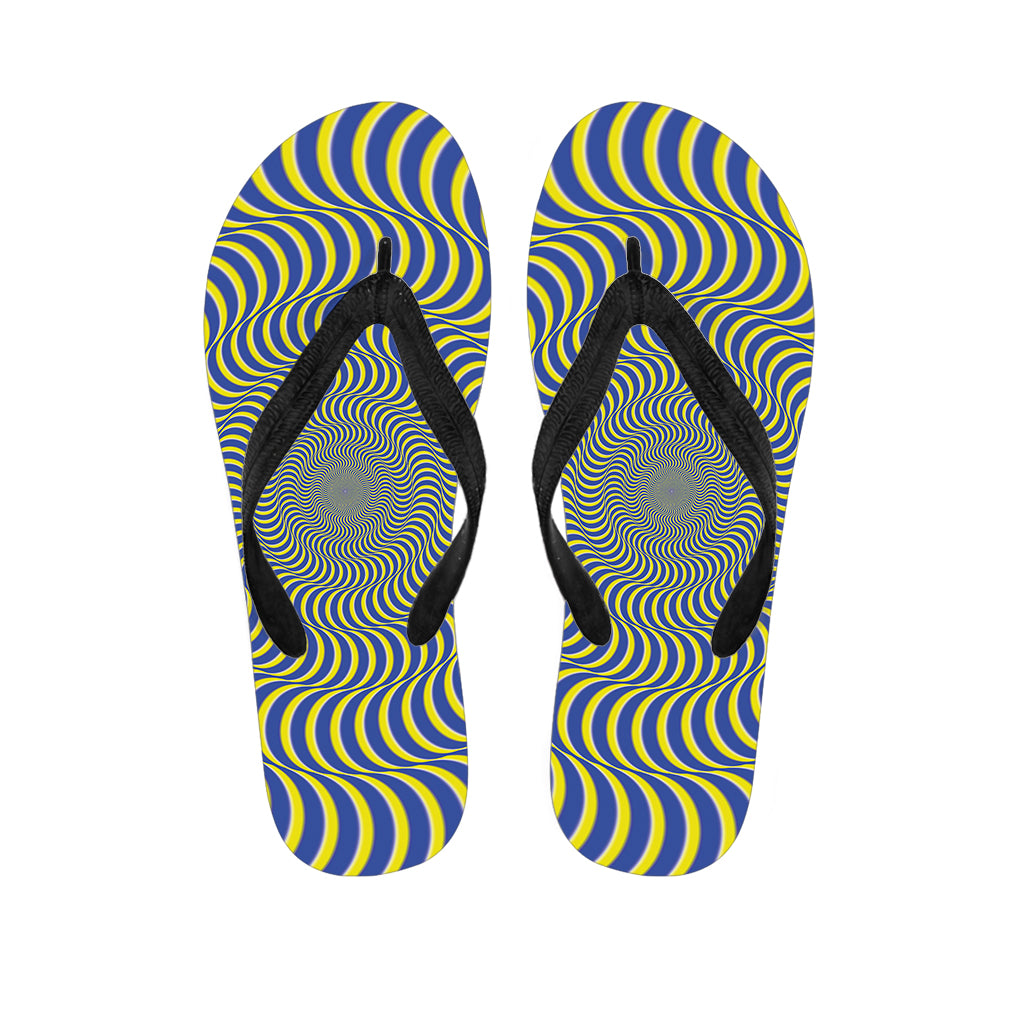 Blue And Yellow Illusory Motion Print Flip Flops