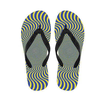 Blue And Yellow Illusory Motion Print Flip Flops