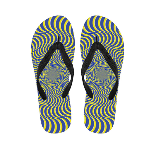 Blue And Yellow Illusory Motion Print Flip Flops