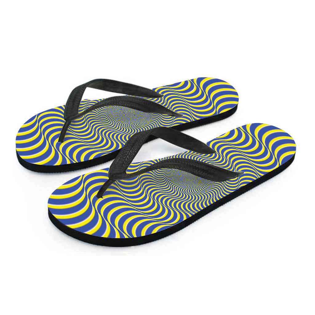 Blue And Yellow Illusory Motion Print Flip Flops