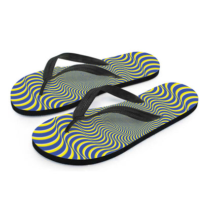 Blue And Yellow Illusory Motion Print Flip Flops