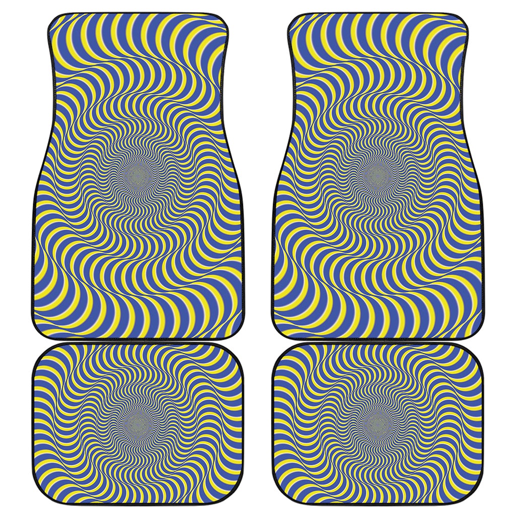 Blue And Yellow Illusory Motion Print Front and Back Car Floor Mats