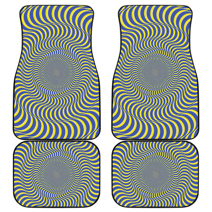 Blue And Yellow Illusory Motion Print Front and Back Car Floor Mats