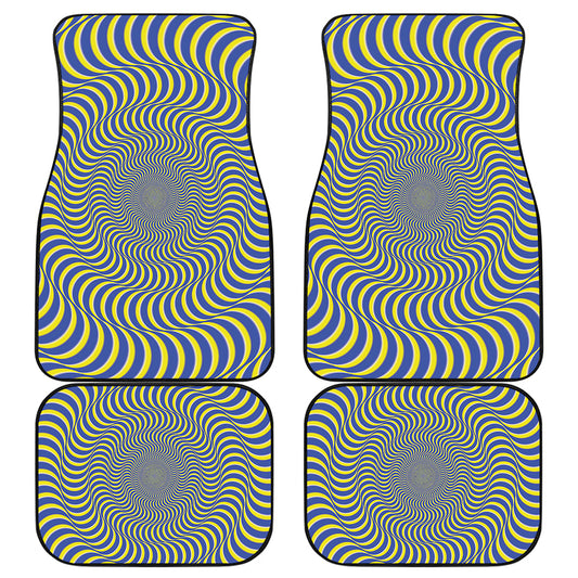 Blue And Yellow Illusory Motion Print Front and Back Car Floor Mats