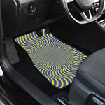 Blue And Yellow Illusory Motion Print Front and Back Car Floor Mats