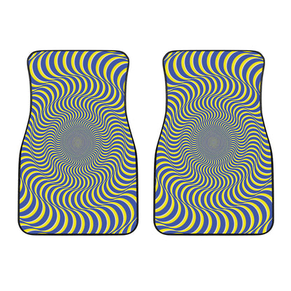 Blue And Yellow Illusory Motion Print Front Car Floor Mats