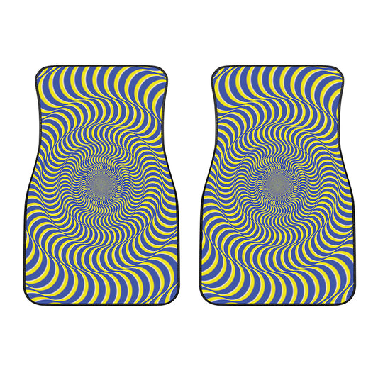 Blue And Yellow Illusory Motion Print Front Car Floor Mats