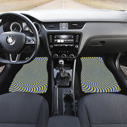Blue And Yellow Illusory Motion Print Front Car Floor Mats