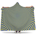 Blue And Yellow Illusory Motion Print Hooded Blanket