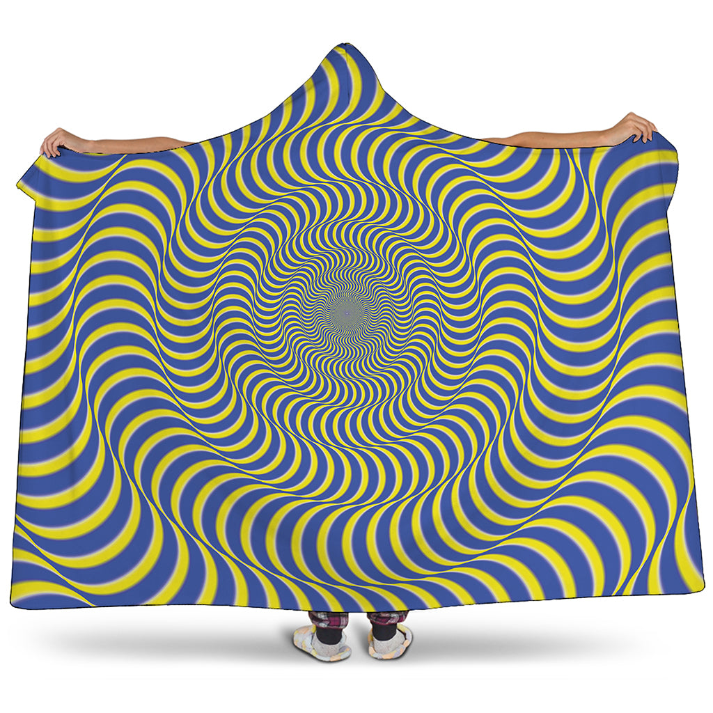 Blue And Yellow Illusory Motion Print Hooded Blanket