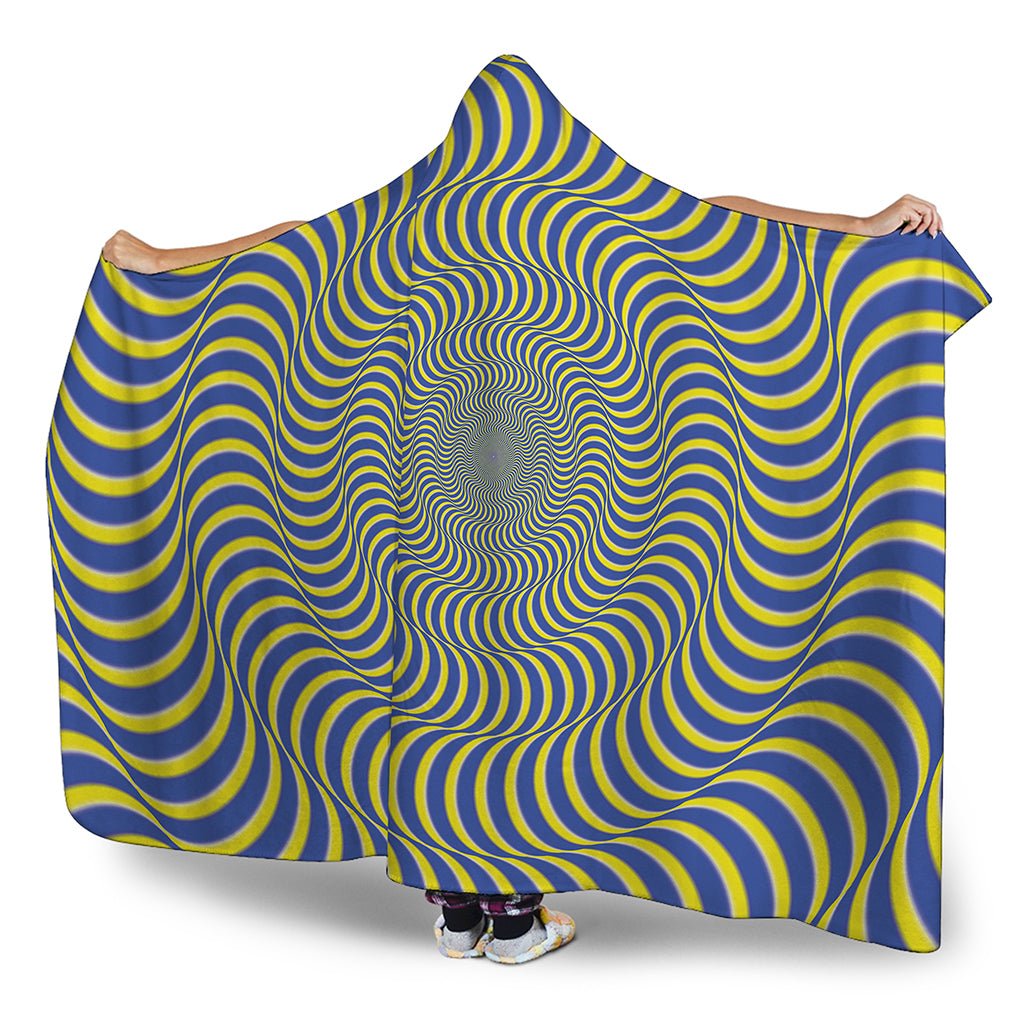 Blue And Yellow Illusory Motion Print Hooded Blanket