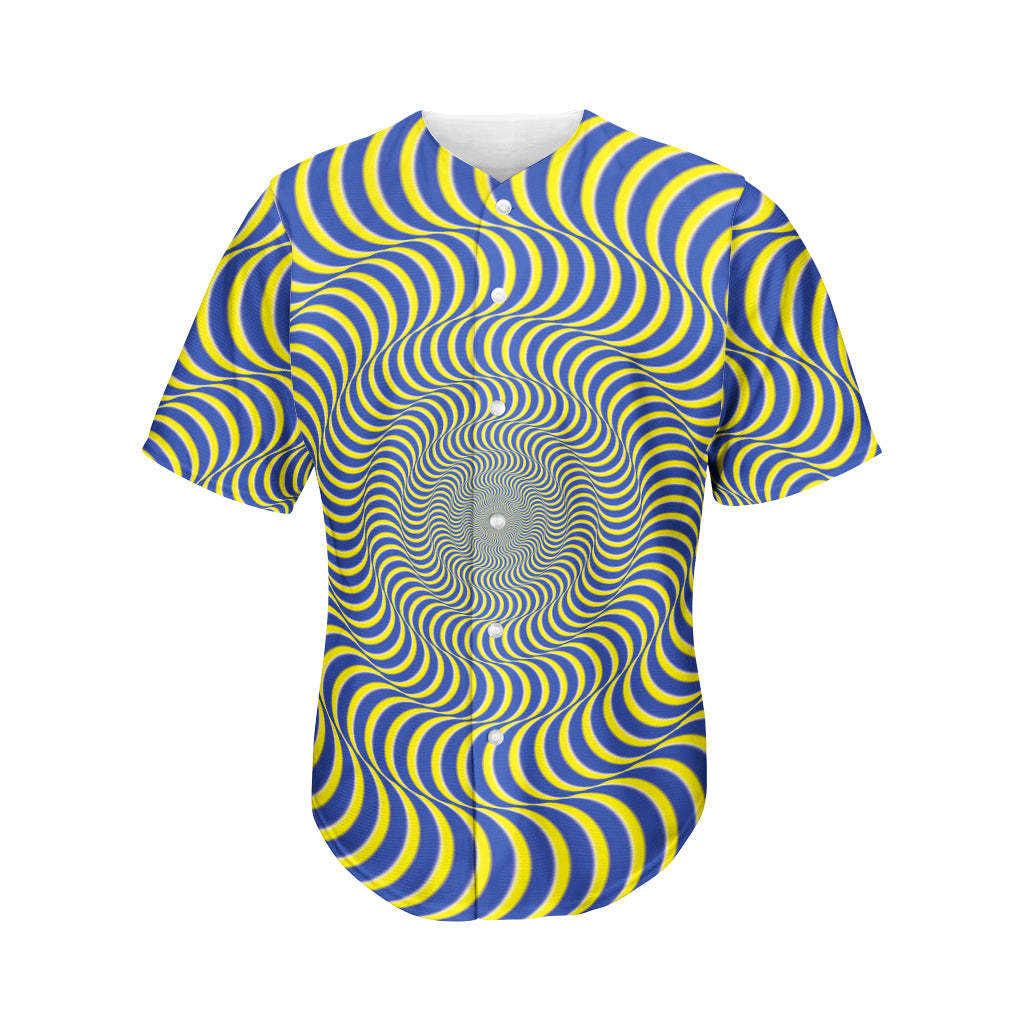 Blue And Yellow Illusory Motion Print Men's Baseball Jersey