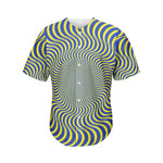 Blue And Yellow Illusory Motion Print Men's Baseball Jersey