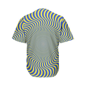 Blue And Yellow Illusory Motion Print Men's Baseball Jersey