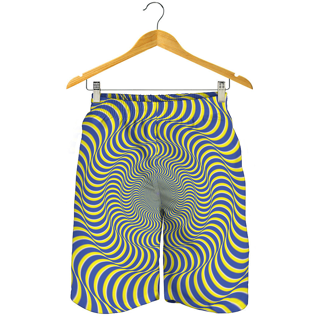 Blue And Yellow Illusory Motion Print Men's Shorts
