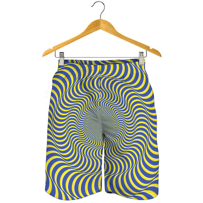 Blue And Yellow Illusory Motion Print Men's Shorts