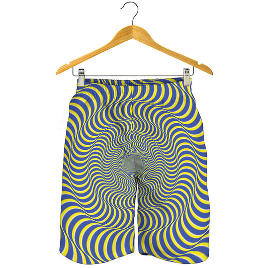 Blue And Yellow Illusory Motion Print Men's Shorts